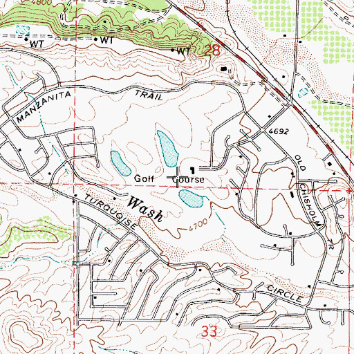 Topographic Map of Prescott Country Club, AZ