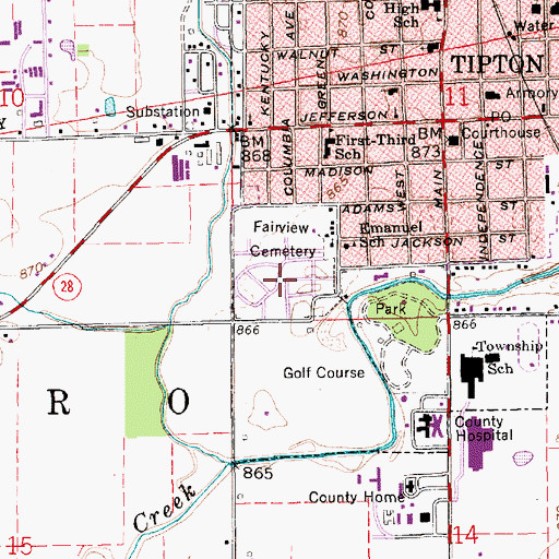 Topographic Map of Fairview Cemetery, IN