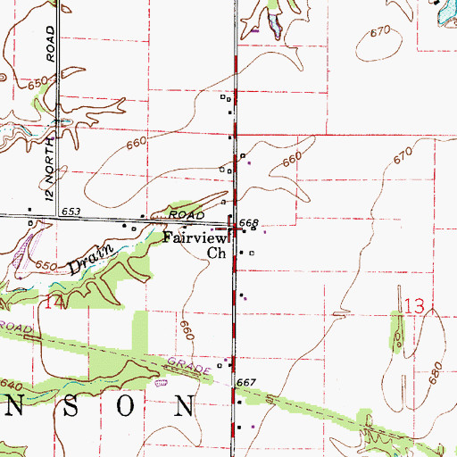 Topographic Map of Fairview Church, IN
