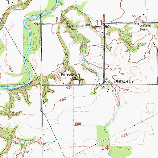Topographic Map of Fairview Church, IN