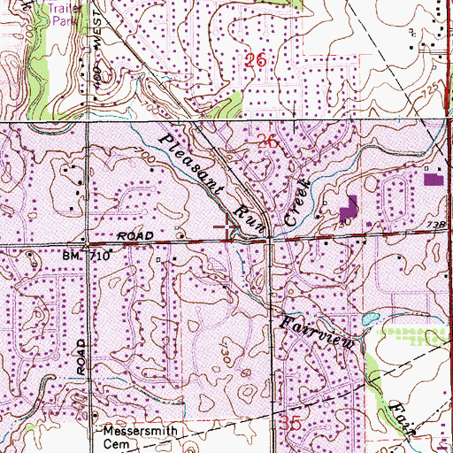 Topographic Map of Fairview Creek, IN