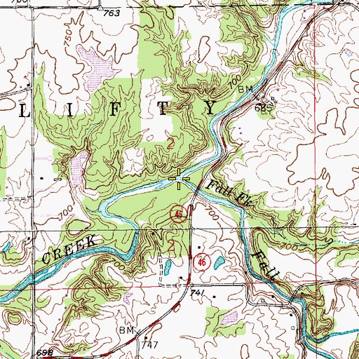 Topographic Map of Fall Fork, IN