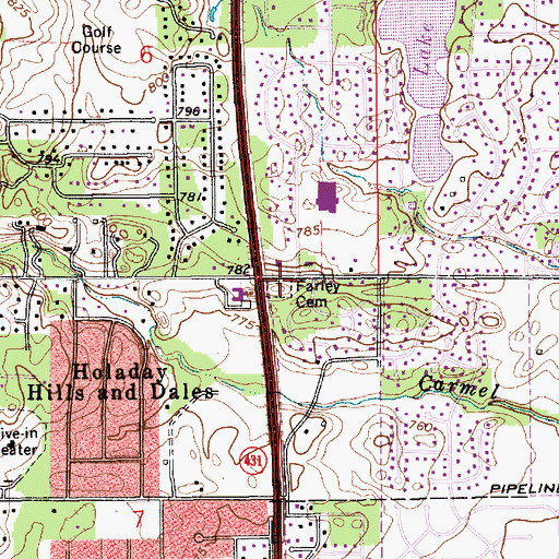 Topographic Map of Farley Cemetery, IN