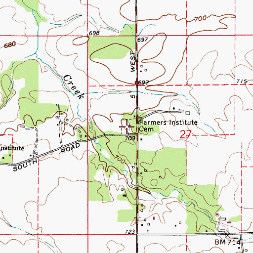 Topographic Map of Farmers Institute Cemetery, IN