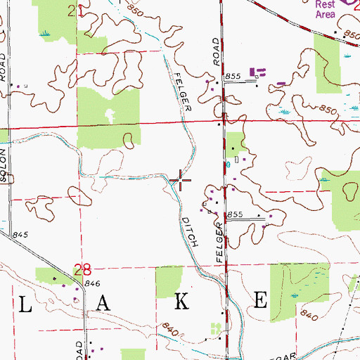 Topographic Map of Felger Ditch, IN