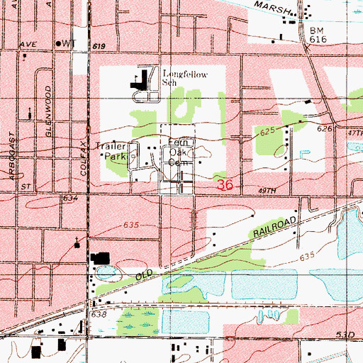 Topographic Map of Fern Oak Cemetery, IN