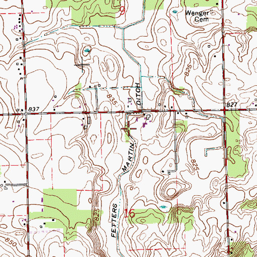 Topographic Map of Fetters Martin Ditch, IN
