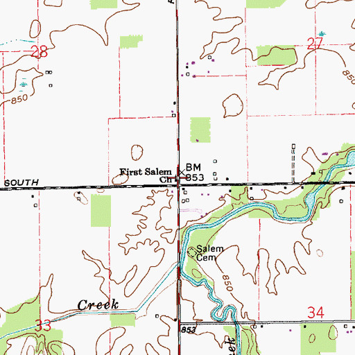 Topographic Map of First Salem Church, IN
