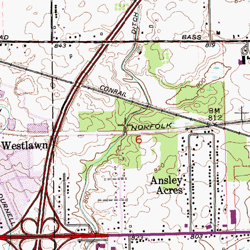 Topographic Map of Flaugh Ditch, IN
