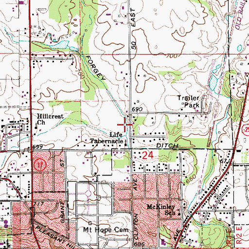 Topographic Map of Forgey Ditch, IN