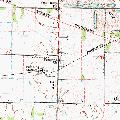 Topographic Map of Forsythe Church, IN