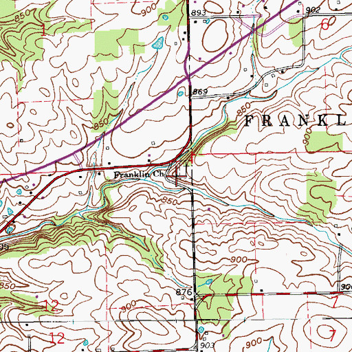Topographic Map of Franklin Church, IN