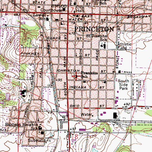 Topographic Map of Franklin School, IN
