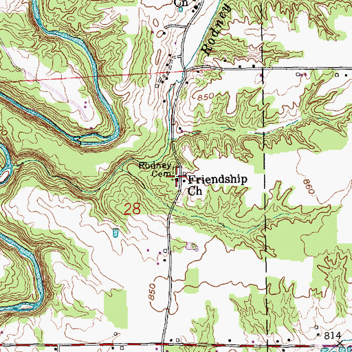 Topographic Map of Friendship Church, IN