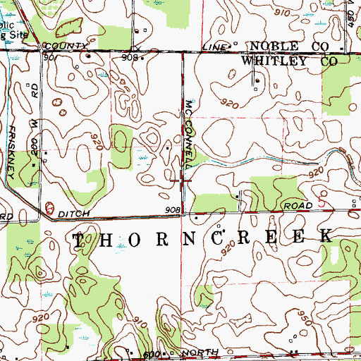 Topographic Map of Friskney Ditch, IN