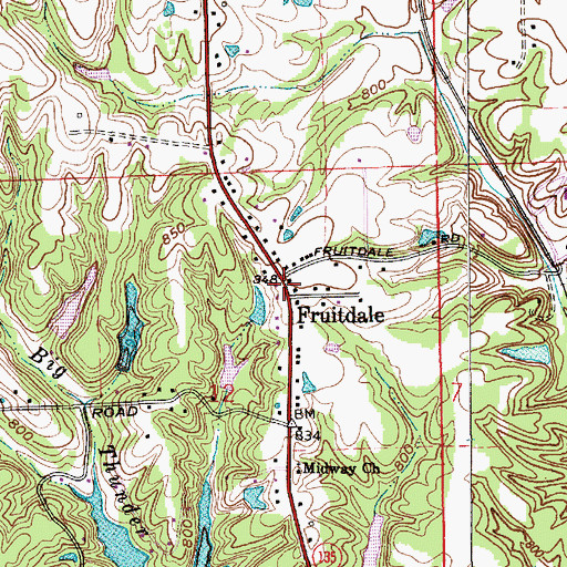 Topographic Map of Fruitdale, IN