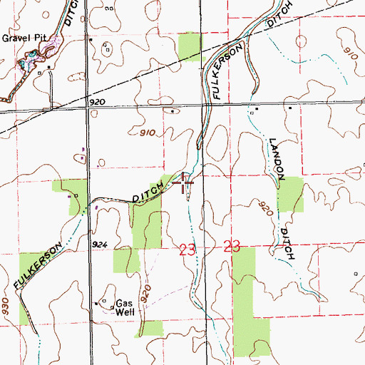 Topographic Map of Fulkerson Ditch, IN