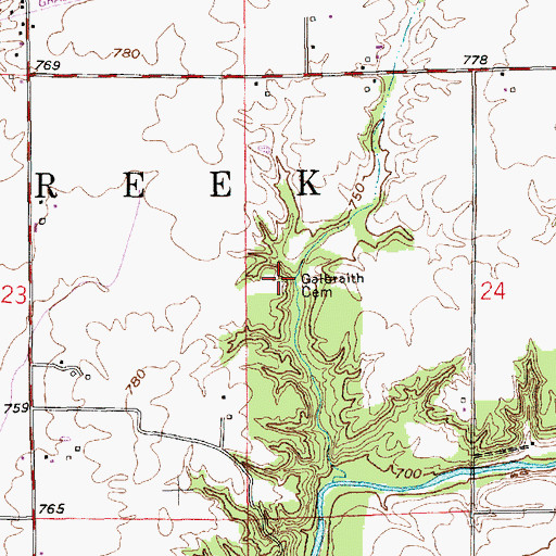 Topographic Map of Galbraith Cemetery, IN