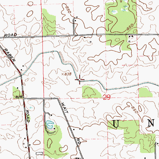 Topographic Map of Gangwer Ditch, IN