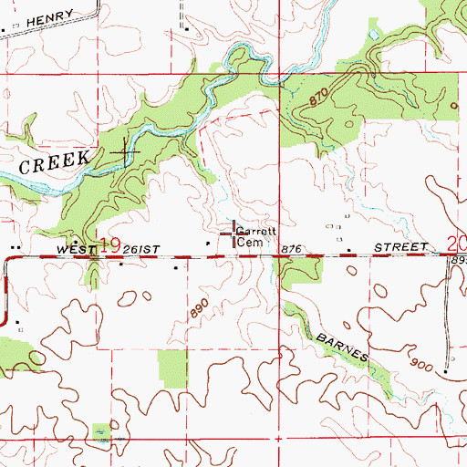 Topographic Map of Garrett Cemetery, IN