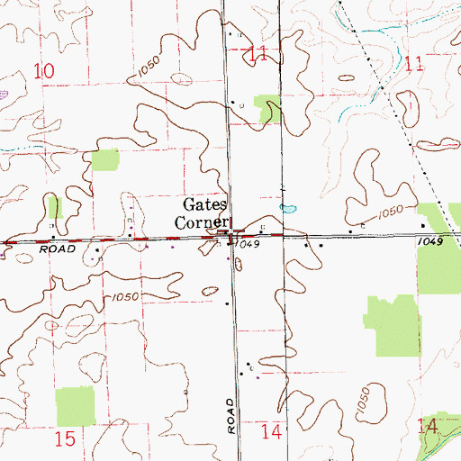 Topographic Map of Gates Corner, IN