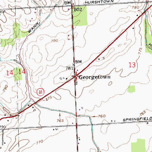 Topographic Map of Georgetown, IN