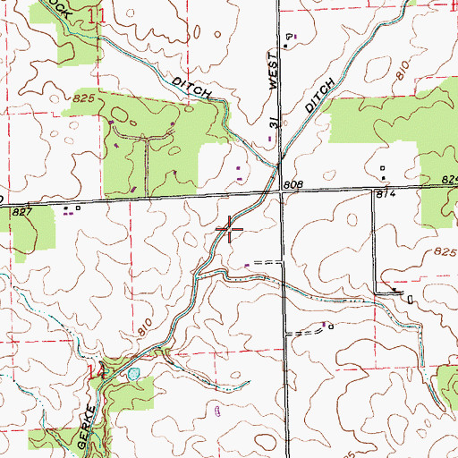Topographic Map of Gerke Ditch, IN