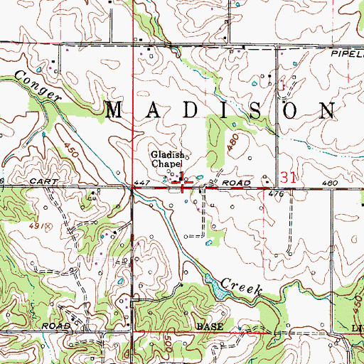 Topographic Map of Gladish Chapel, IN