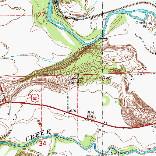 Topographic Map of Gobel Cemetery, IN