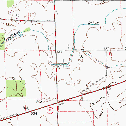Topographic Map of Goddard Ditch, IN