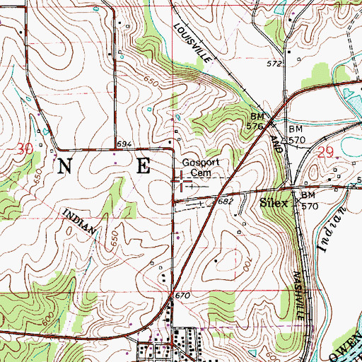 Topographic Map of Gosport Cemetery, IN