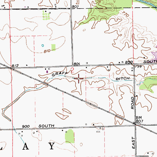 Topographic Map of Graff Ditch, IN