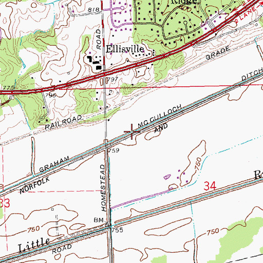 Topographic Map of Graham McCulloch Ditch Number One, IN