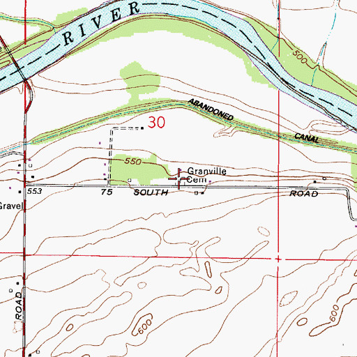 Topographic Map of Granville Cemetery, IN