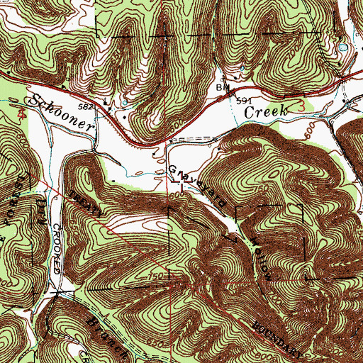 Topographic Map of Graveyard Hollow, IN