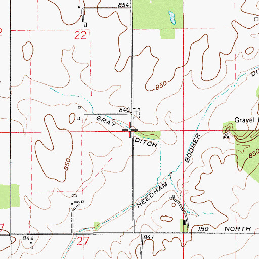 Topographic Map of Gray Ditch, IN