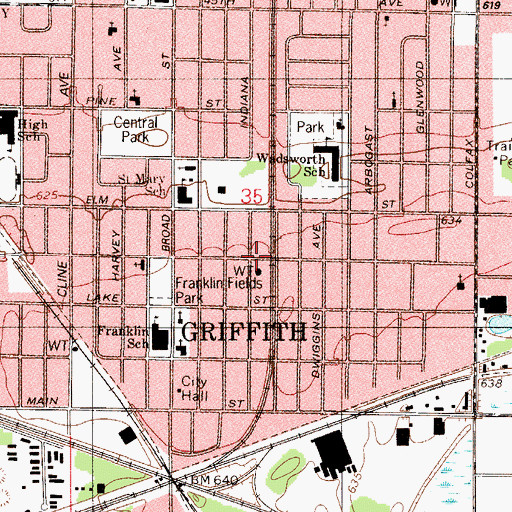 Topographic Map of Griffith, IN