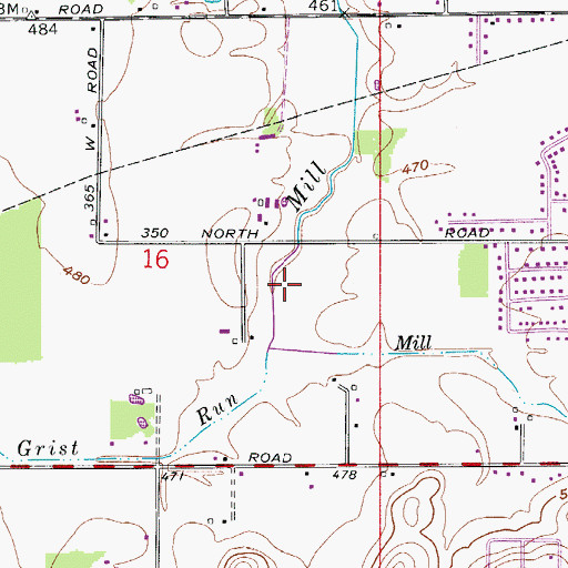 Topographic Map of Grist Run, IN