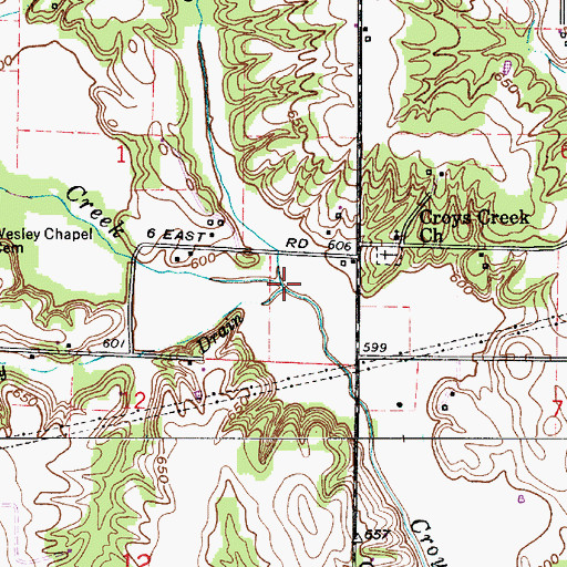 Topographic Map of Gun Creek, IN