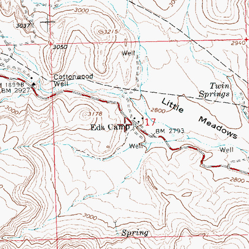 Topographic Map of Eds Camp, AZ