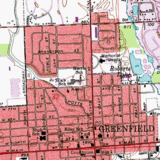 Topographic Map of Harris Elementary School, IN