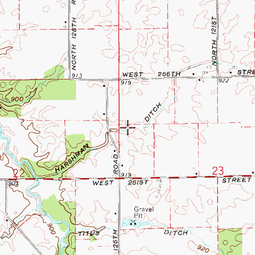 Topographic Map of Harshman Ditch, IN