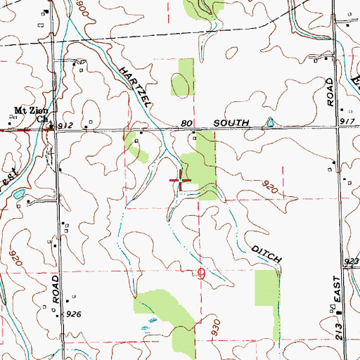 Topographic Map of Hartzel Ditch, IN