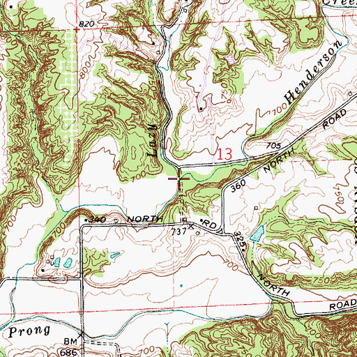 Topographic Map of Henderson Creek, IN