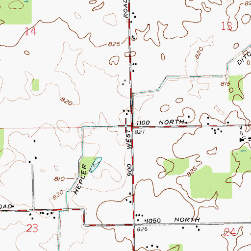 Topographic Map of Hepler Ditch, IN