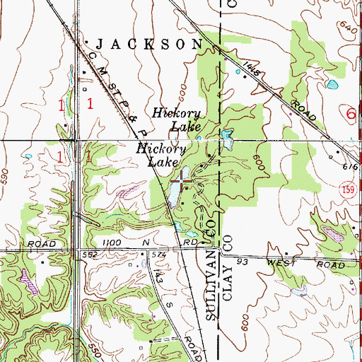 Topographic Map of Hickory Lake, IN