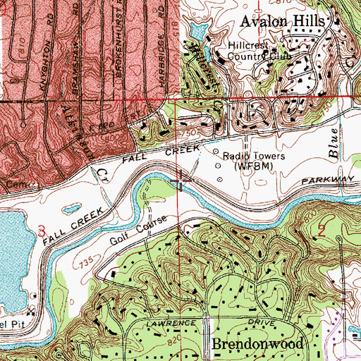 Topographic Map of Hillcrest Creek, IN