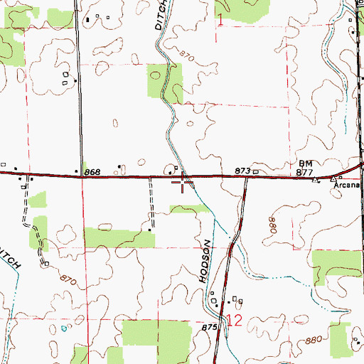 Topographic Map of Hodson Ditch, IN