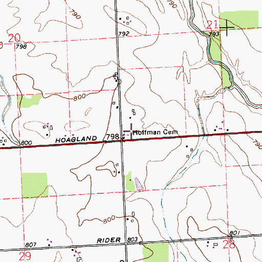 Topographic Map of Hoffman Cemetery, IN