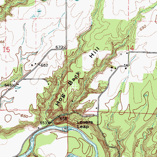 Topographic Map of Hog Back Hill, IN